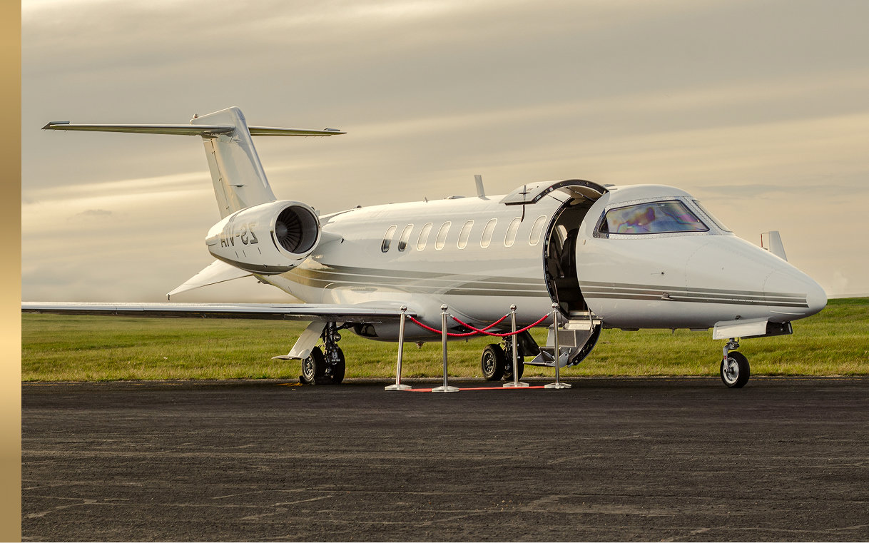 Learjet on runway